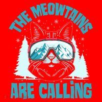 The Meowtains Are Calling Cat Ski Adventure Santa Hat thumb 1