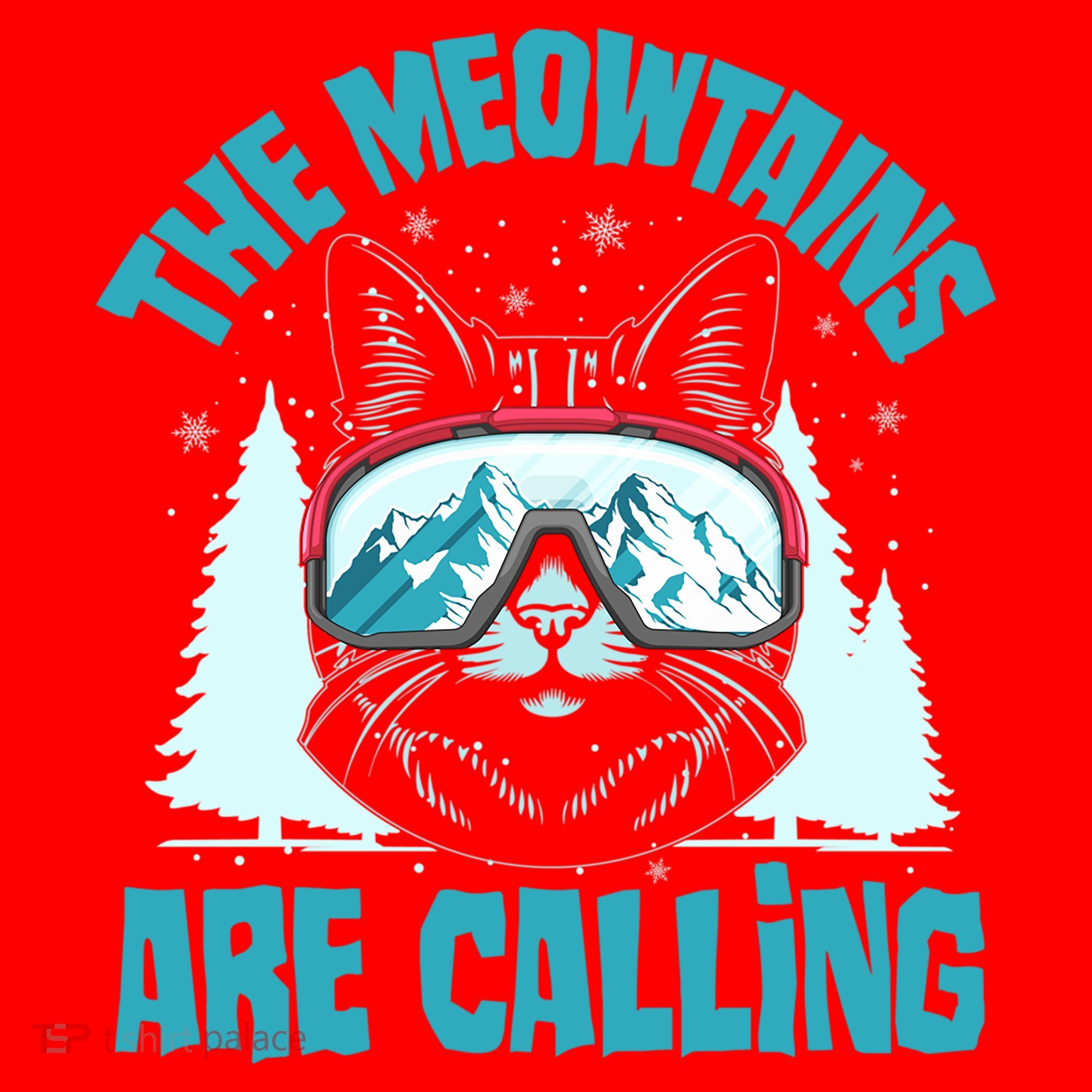 The Meowtains Are Calling Cat Ski Adventure Santa Hat