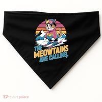 The Meowtains Are Calling Cat Lover Cool Snowboard Ski Lover  USA-Made Doggie Bandana thumb 0