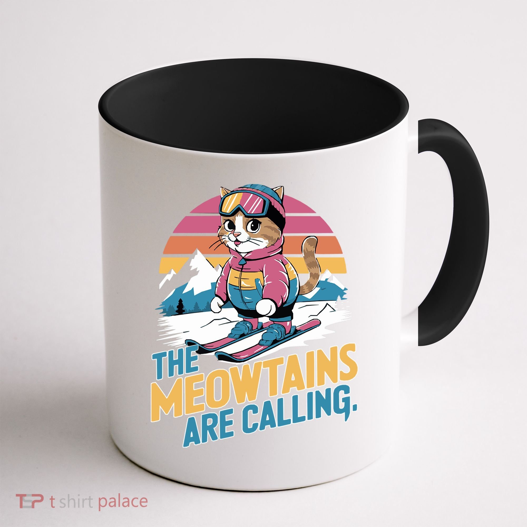 The Meowtains Are Calling Cat Lover Cool Snowboard Ski Lover  Coffee Mug