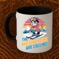 The Meowtains Are Calling Cat Lover Cool Snowboard Ski Lover  Coffee Mug thumb 2