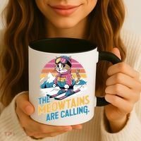 The Meowtains Are Calling Cat Lover Cool Snowboard Ski Lover  Coffee Mug thumb 3