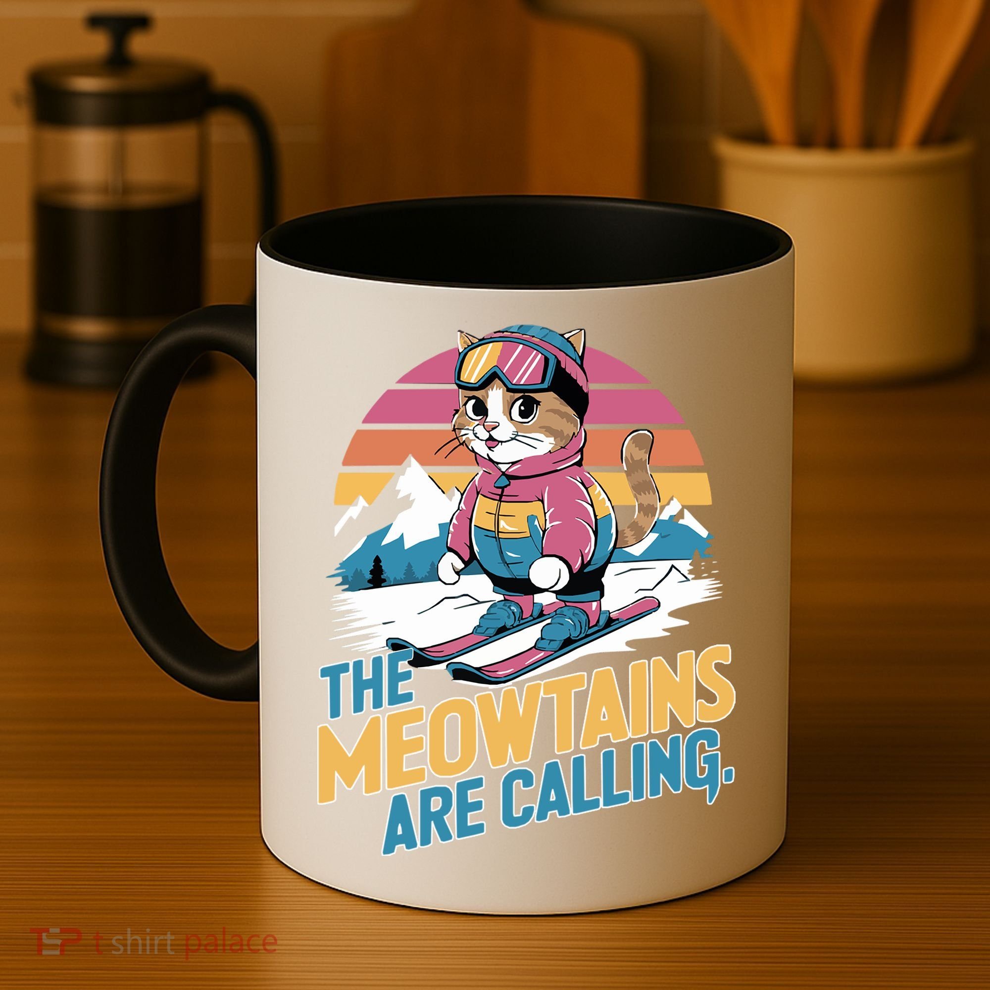 The Meowtains Are Calling Cat Lover Cool Snowboard Ski Lover  Coffee Mug