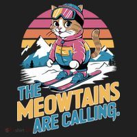 The Meowtains Are Calling Cat Lover Cool Snowboard Ski Lover  Beanie thumb 2