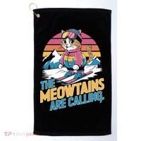 The Meowtains Are Calling Cat Lover Cool Snowboard Ski Lover  Golf Towel thumb 0