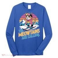 The Meowtains Are Calling Cat Lover Cool Snowboard Ski Lover  Long Sleeve Shirt thumb 0