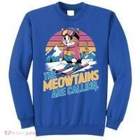The Meowtains Are Calling Cat Lover Cool Snowboard Ski Lover  Sweatshirt thumb 0