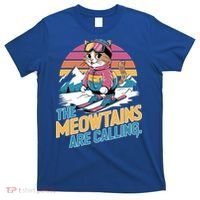 The Meowtains Are Calling Cat Lover Cool Snowboard Ski Lover  T-Shirt thumb 0