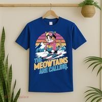 The Meowtains Are Calling Cat Lover Cool Snowboard Ski Lover  T-Shirt thumb 2