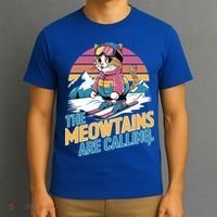 The Meowtains Are Calling Cat Lover Cool Snowboard Ski Lover  T-Shirt thumb 3