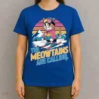 The Meowtains Are Calling Cat Lover Cool Snowboard Ski Lover  T-Shirt thumb 4