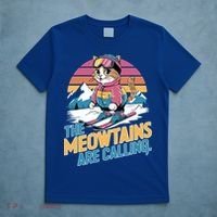 The Meowtains Are Calling Cat Lover Cool Snowboard Ski Lover  T-Shirt thumb 5