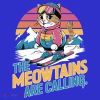 The Meowtains Are Calling Cat Lover Cool Snowboard Ski Lover  Mousepad thumb 1