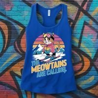 The Meowtains Are Calling Cat Lover Cool Snowboard Ski Lover  Women's Tank Top thumb 3