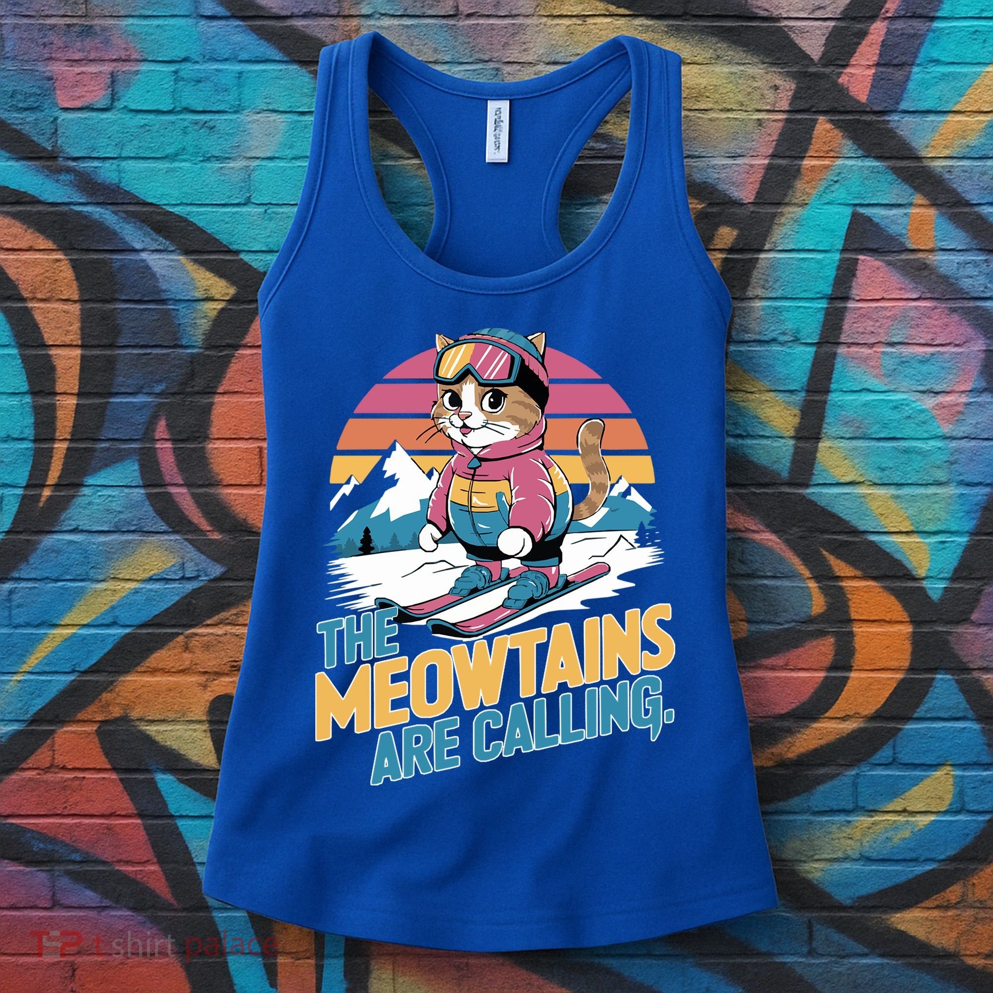 The Meowtains Are Calling Cat Lover Cool Snowboard Ski Lover  Women's Tank Top