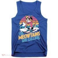 The Meowtains Are Calling Cat Lover Cool Snowboard Ski Lover  Tank Top thumb 0