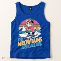The Meowtains Are Calling Cat Lover Cool Snowboard Ski Lover  Tank Top thumb 2