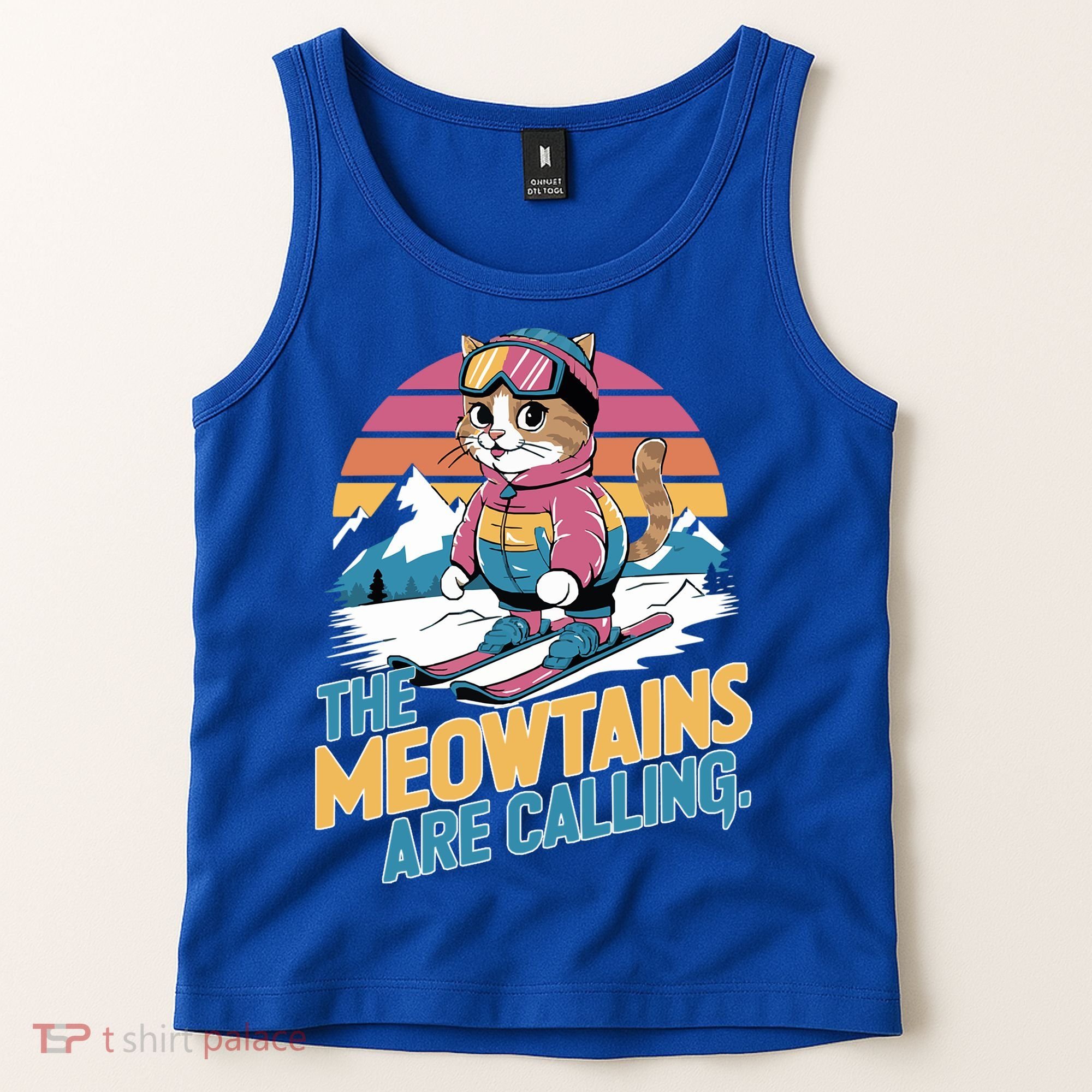 The Meowtains Are Calling Cat Lover Cool Snowboard Ski Lover  Tank Top