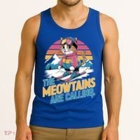 The Meowtains Are Calling Cat Lover Cool Snowboard Ski Lover  Tank Top thumb 3