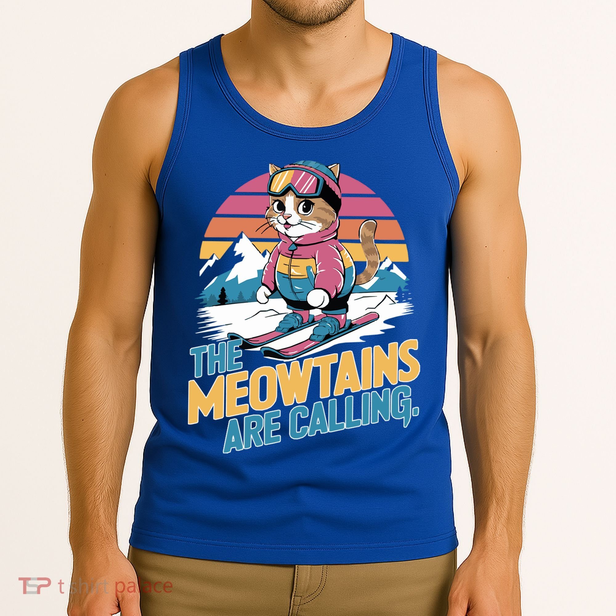 The Meowtains Are Calling Cat Lover Cool Snowboard Ski Lover  Tank Top