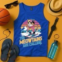 The Meowtains Are Calling Cat Lover Cool Snowboard Ski Lover  Tank Top thumb 4