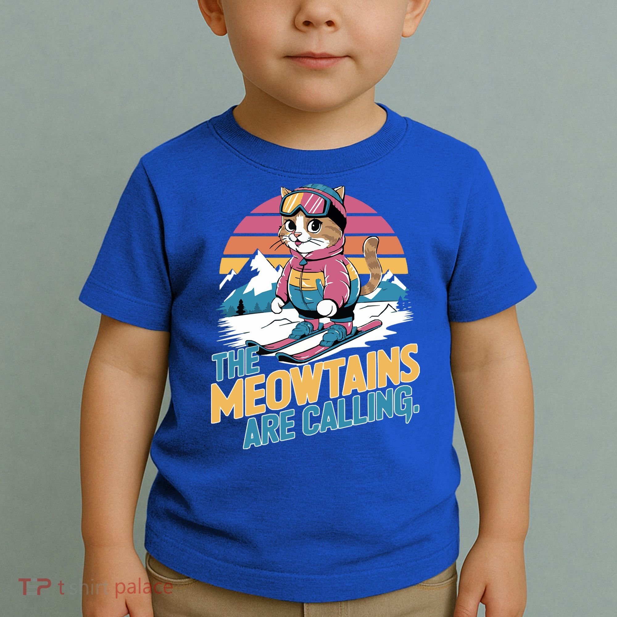 The Meowtains Are Calling Cat Lover Cool Snowboard Ski Lover  Toddler T-Shirt