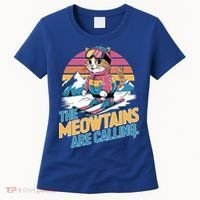 The Meowtains Are Calling Cat Lover Cool Snowboard Ski Lover  Women's T-Shirt thumb 0