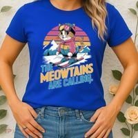 The Meowtains Are Calling Cat Lover Cool Snowboard Ski Lover  Women's T-Shirt thumb 2