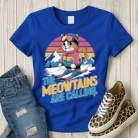 The Meowtains Are Calling Cat Lover Cool Snowboard Ski Lover  Women's T-Shirt thumb 3
