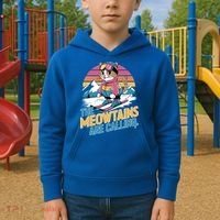 The Meowtains Are Calling Cat Lover Cool Snowboard Ski Lover  Kids Hoodie thumb 2