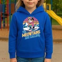 The Meowtains Are Calling Cat Lover Cool Snowboard Ski Lover  Kids Hoodie thumb 3