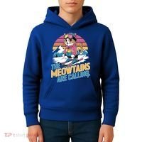 The Meowtains Are Calling Cat Lover Cool Snowboard Ski Lover  Kids Hoodie thumb 4