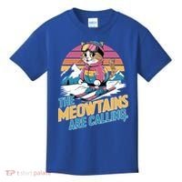 The Meowtains Are Calling Cat Lover Cool Snowboard Ski Lover  Kids T-Shirt thumb 0