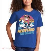 The Meowtains Are Calling Cat Lover Cool Snowboard Ski Lover  Kids T-Shirt thumb 2