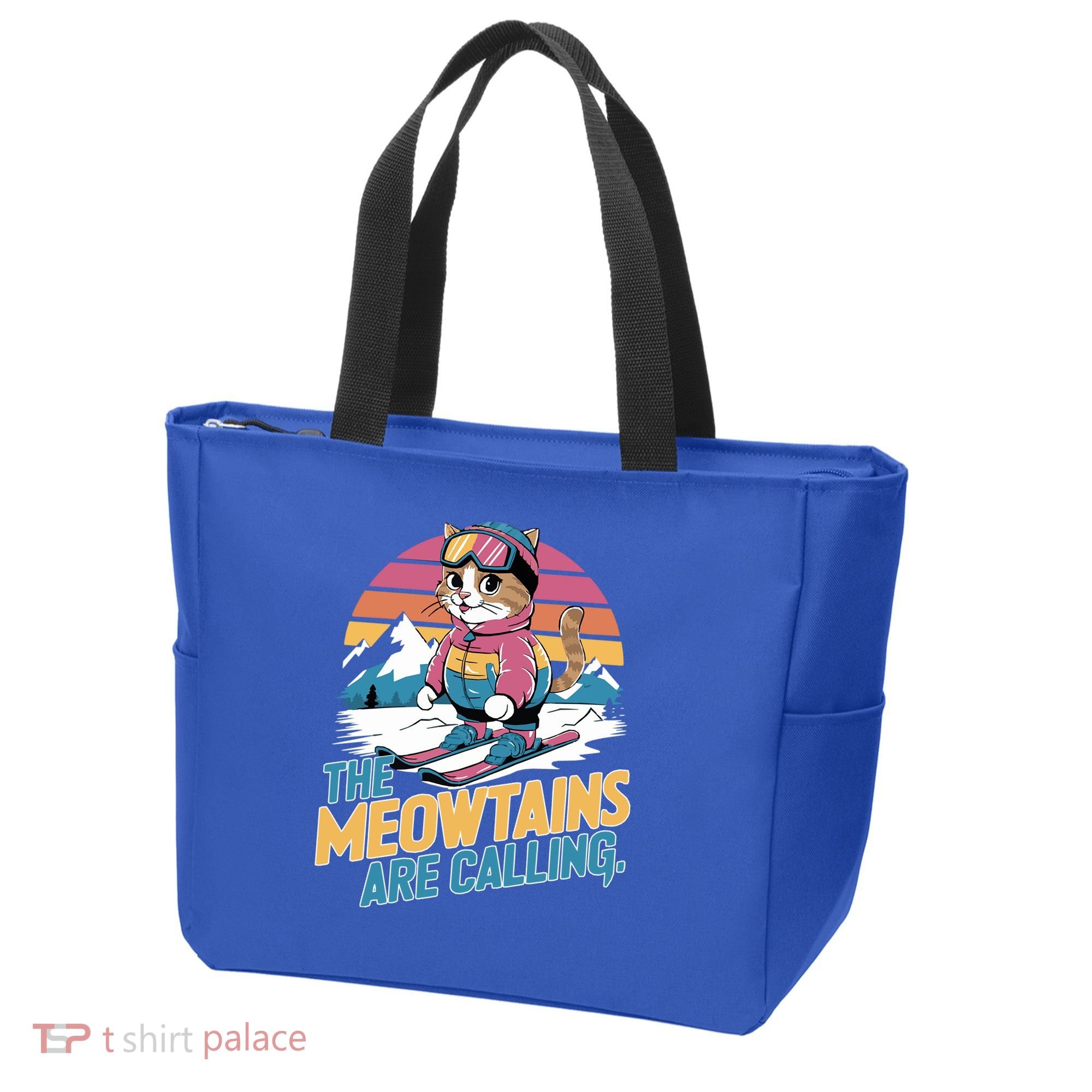 The Meowtains Are Calling Cat Lover Cool Snowboard Ski Lover  Tote Bag