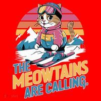 The Meowtains Are Calling Cat Lover Cool Snowboard Ski Lover  Santa Hat thumb 1