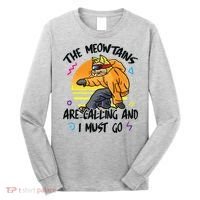 The Meowtains Are Calling And I Must Go Winter Snowboard Cat  Long Sleeve Shirt thumb 0