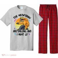 The Meowtains Are Calling And I Must Go Winter Snowboard Cat  Pajama Set thumb 0