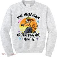 The Meowtains Are Calling And I Must Go Winter Snowboard Cat  Kids Sweatshirt thumb 0