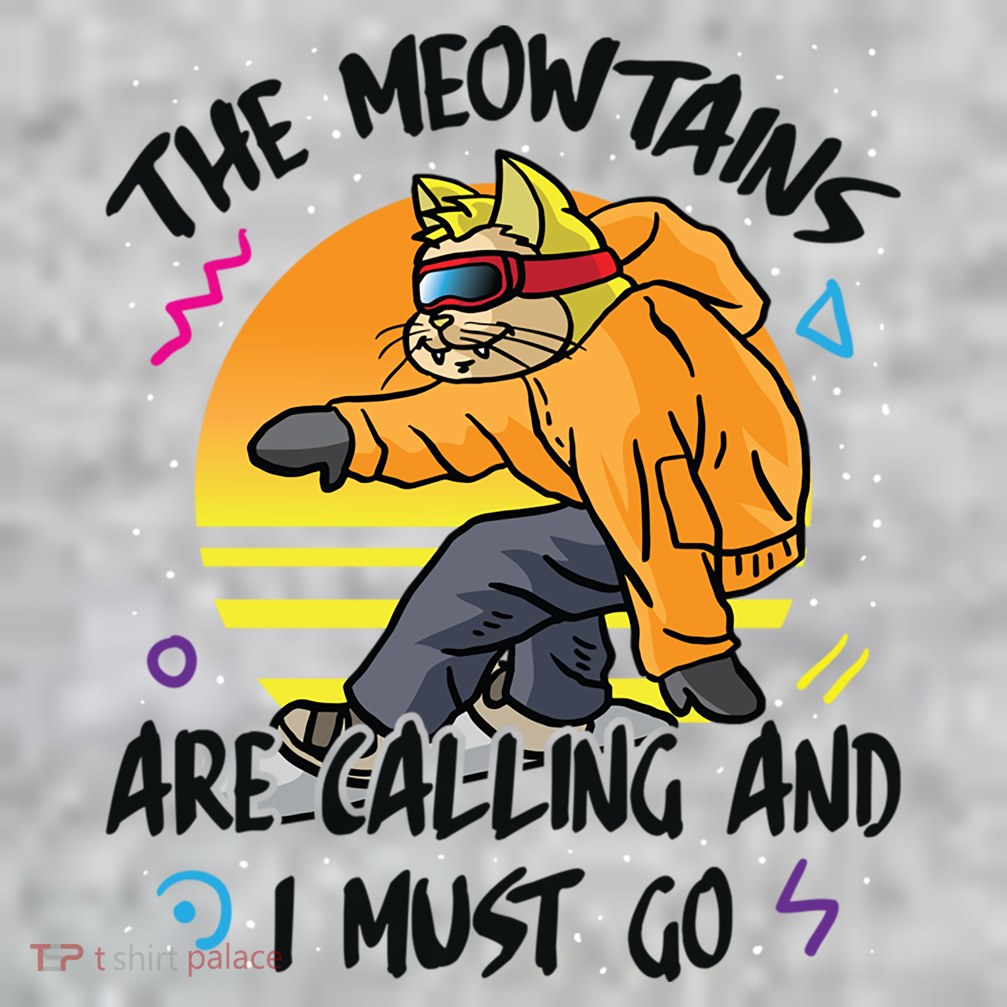 The Meowtains Are Calling And I Must Go Winter Snowboard Cat  Kids Sweatshirt