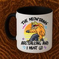 The Meowtains Are Calling And I Must Go Winter Snowboard Cat  Coffee Mug thumb 2
