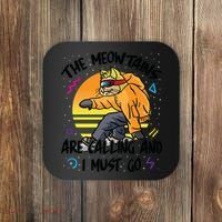 The Meowtains Are Calling And I Must Go Winter Snowboard Cat  Coaster thumb 0