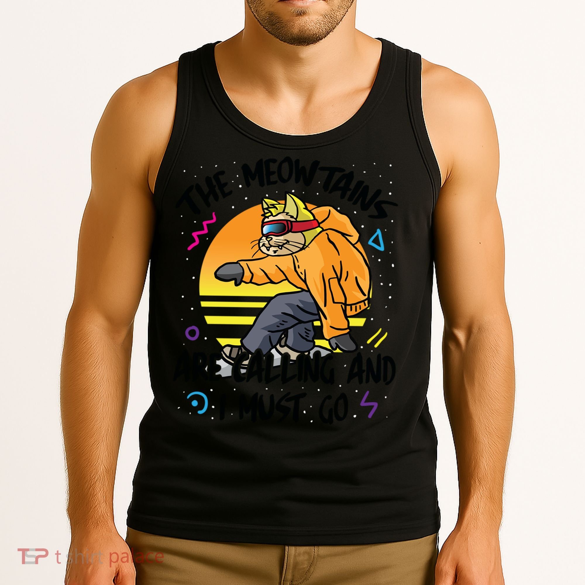 The Meowtains Are Calling And I Must Go Winter Snowboard Cat  Tank Top