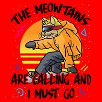 The Meowtains Are Calling And I Must Go Winter Snowboard Cat  Santa Hat thumb 1