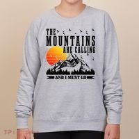 The Mountains Are Calling I Must Go Hiking Camping Climbing Gift Women's Sweatshirt thumb 0