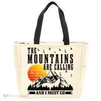 The Mountains Are Calling I Must Go Hiking Camping Climbing Gift Tote Bag thumb 0