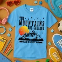 The Mountains Are Calling I Must Go Hiking Camping Climbing Gift Kids T-Shirt thumb 3