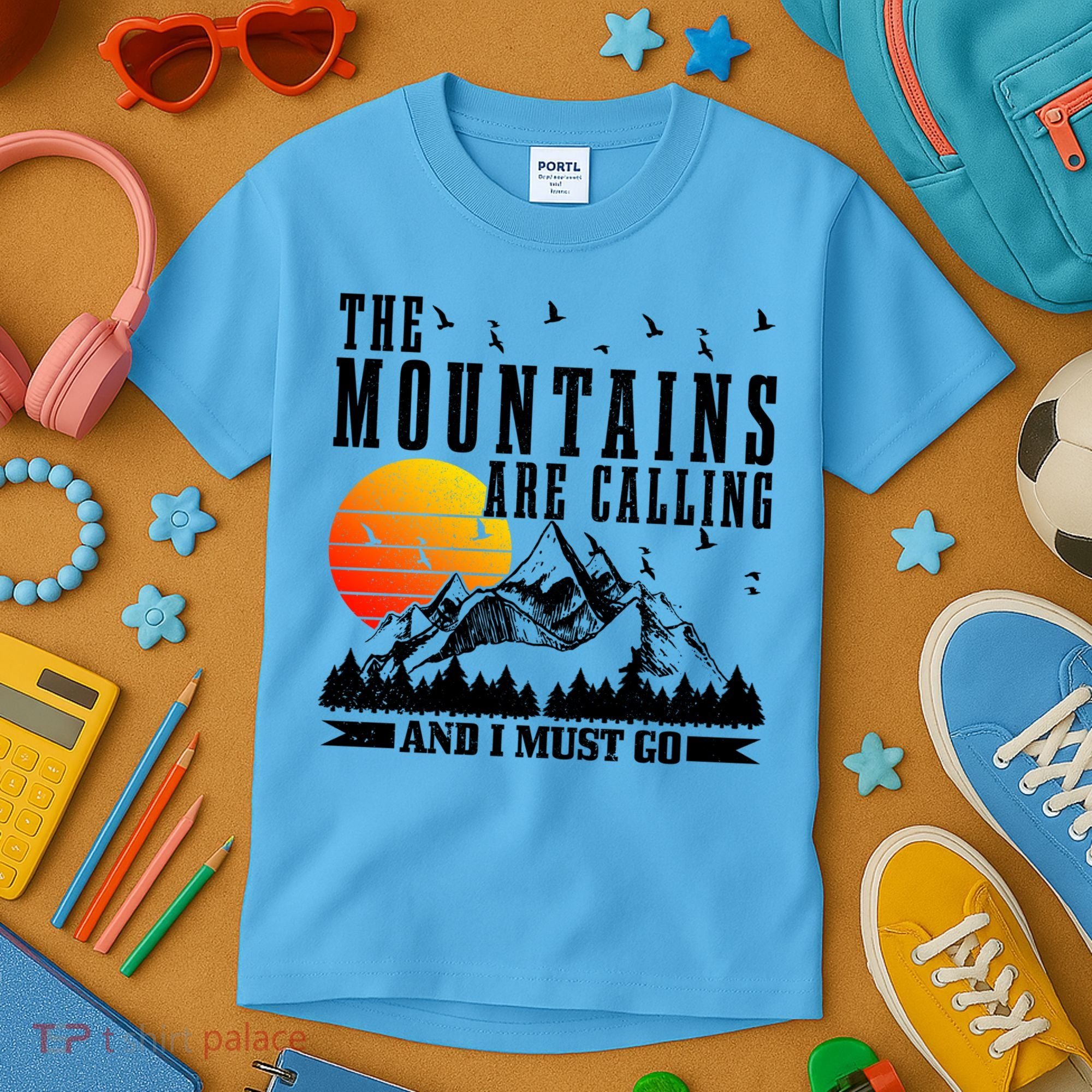 The Mountains Are Calling I Must Go Hiking Camping Climbing Gift Kids T-Shirt