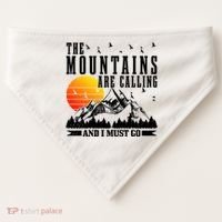 The Mountains Are Calling I Must Go Hiking Camping Climbing Gift USA-Made Doggie Bandana thumb 0