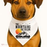 The Mountains Are Calling I Must Go Hiking Camping Climbing Gift USA-Made Doggie Bandana thumb 1